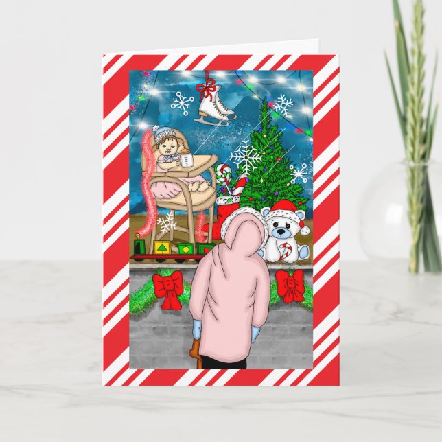 Tarjeta de vacaciones de la ventana Navidades dibu (Anverso)