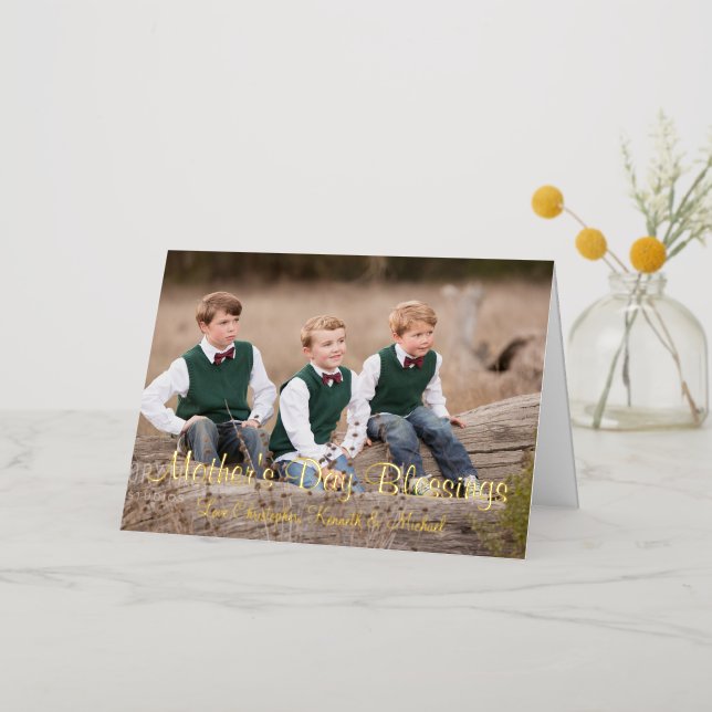 Tarjeta de vacaciones de las bendiciones del Día d (Flor dorada)