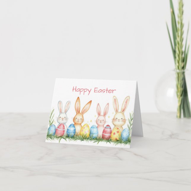Tarjeta de vacaciones de los conejitos de Pascua d (Anverso)