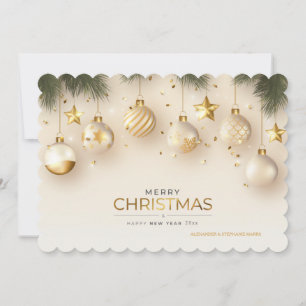 Tarjeta de vacaciones de los ornamentos de Navidad