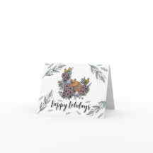 Tarjeta de vacaciones de luna floral de zorro del 