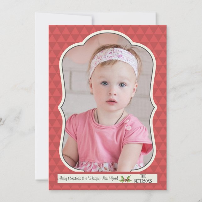 Tarjeta de vacaciones de marco de foto tradicional (Anverso)