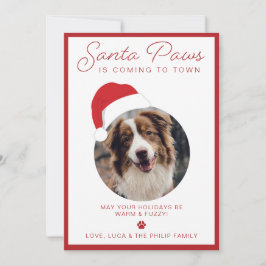 Tarjeta de vacaciones de Mascota de Santa Paws