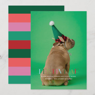 Tarjeta de vacaciones de mascota divertida y festi