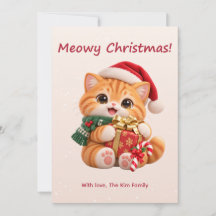 Tarjeta de vacaciones de Meowy Navidad Gatito Lind
