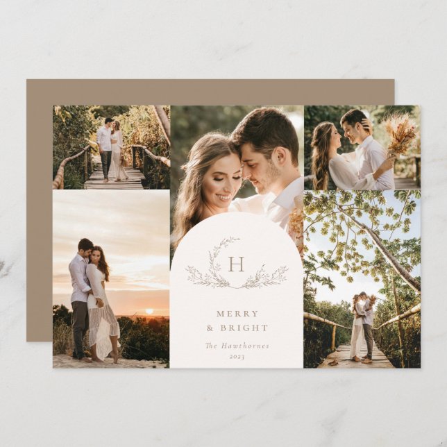 Tarjeta de vacaciones de Monograma Orgánico 5 (Anverso / Reverso)