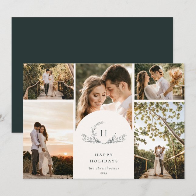 Tarjeta de vacaciones de Monograma Orgánico 5 (Anverso / Reverso)