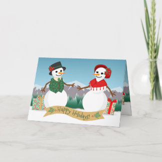 Tarjeta de vacaciones de muñeca de papel de nieve