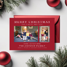 Tarjeta de vacaciones de Navidad alegre roja para 