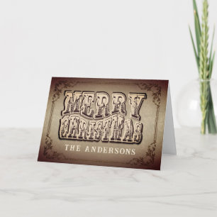 Tarjeta de vacaciones de Navidad alegre victoriana