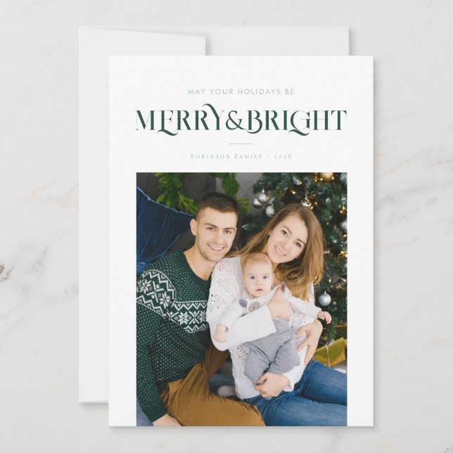 tarjeta de vacaciones de Navidad azul moderna y br (Anverso)