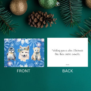 Tarjeta de vacaciones de Navidad Blanca Animales Á