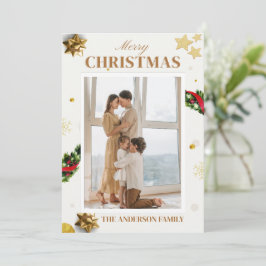 Tarjeta de vacaciones de Navidad Clásica de Foto D