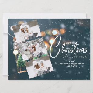 Tarjeta de vacaciones de Navidad con 3 fotos