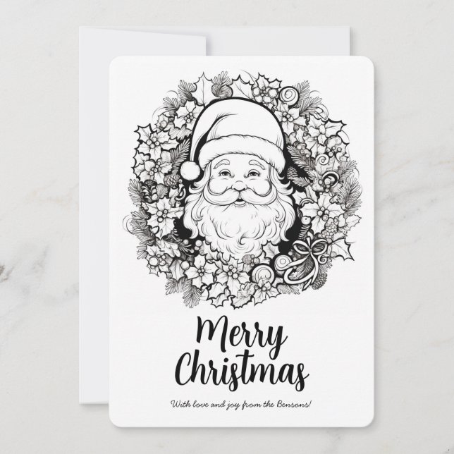 Tarjeta de vacaciones de Navidad con corona de San (Anverso)
