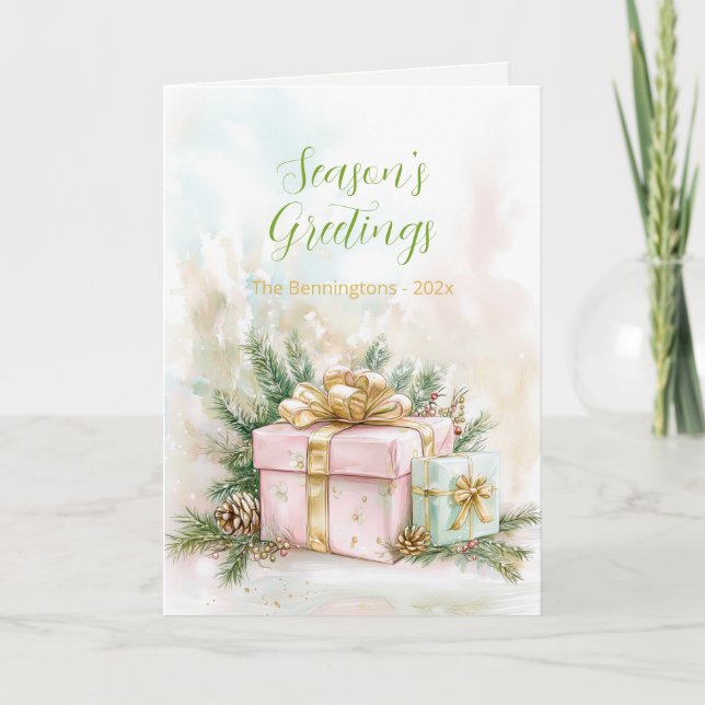 Tarjeta de vacaciones de Navidad con elegancia de  (Anverso)