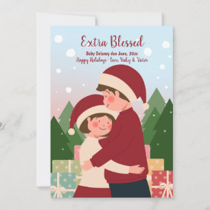 Tarjeta de vacaciones de Navidad con embarazo extr