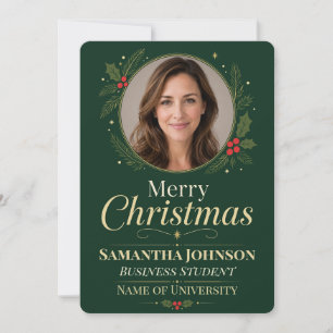 Tarjeta de vacaciones de Navidad con foto de estud
