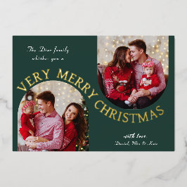 Tarjeta de vacaciones de Navidad con foto de foil 