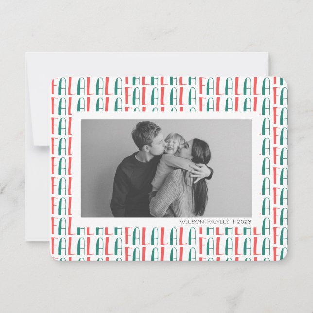 Tarjeta de vacaciones de Navidad con foto familiar (Anverso)