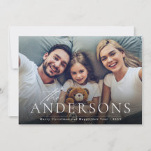 Tarjeta de vacaciones de Navidad con foto y guión