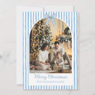 Tarjeta de vacaciones de Navidad con foto y lazo a