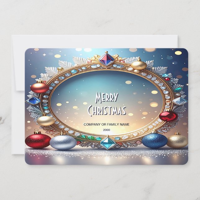 Tarjeta de vacaciones de Navidad con marco de joya (Anverso)