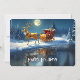 Tarjeta de vacaciones de Navidad con trineo y reno