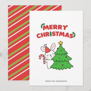 Tarjeta de vacaciones de Navidad de conejo Bunny d