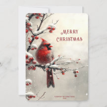 Tarjeta de vacaciones de Navidad del cardenal rojo