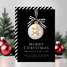 Tarjeta de vacaciones de Navidad elegante con raya