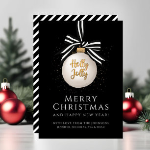Tarjeta de vacaciones de Navidad elegante con raya