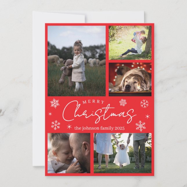 Tarjeta de vacaciones de Navidad elegante copo de  (Anverso)