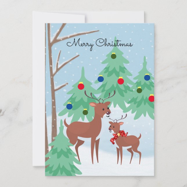 Tarjeta de vacaciones de Navidad en el bosque (Anverso)
