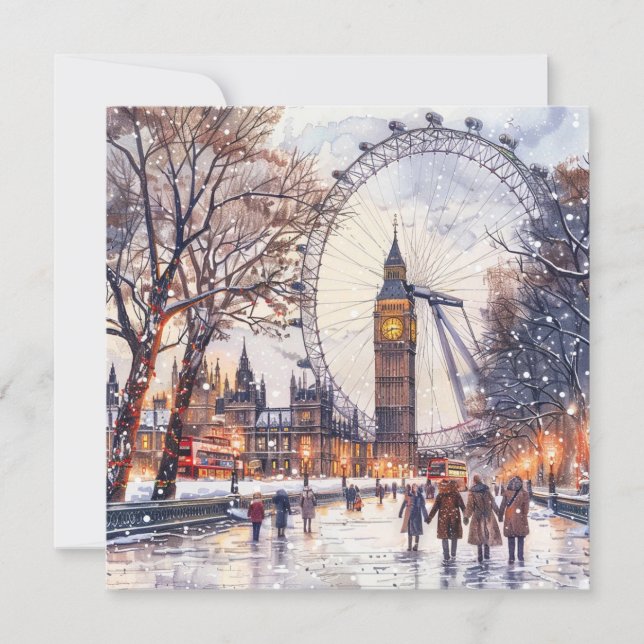 Tarjeta de vacaciones de Navidad en Londres (Anverso)