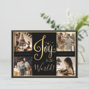 Tarjeta de vacaciones de Navidad en oro con foto '