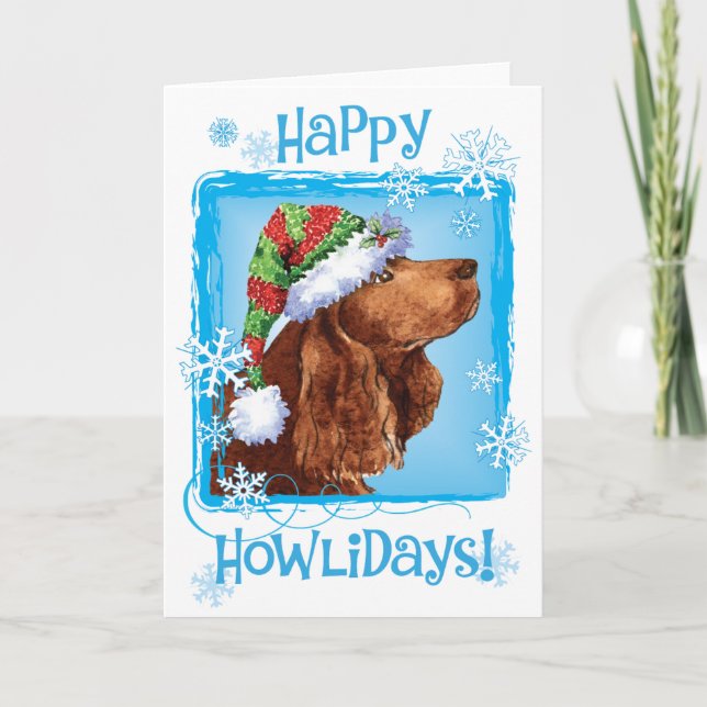 Tarjeta de vacaciones de navidad Field Spaniel (Anverso)