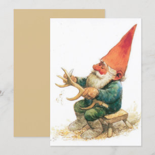 Tarjeta de vacaciones de Navidad Gnome Vintage