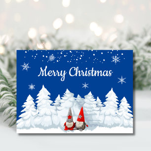 Tarjeta de vacaciones de Navidad Gnomos Día Nevado