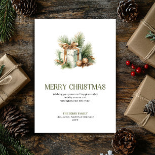 Tarjeta de vacaciones de Navidad minimalista beige