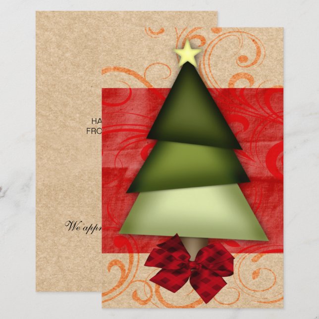 Tarjeta de vacaciones de Navidad para árbol de Nav (Anverso / Reverso)