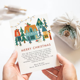 Tarjeta de vacaciones de Navidad Retro Merry