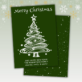 Tarjeta de vacaciones de Navidad verde y blanca
