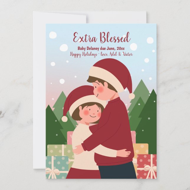Tarjeta de vacaciones de Navidades con extra bendi (Anverso)