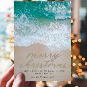 Tarjeta de vacaciones de Navidades costeros de pla