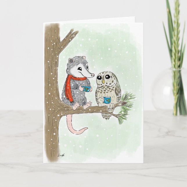 Tarjeta de vacaciones de Navidades de amigos de Wo (Anverso)