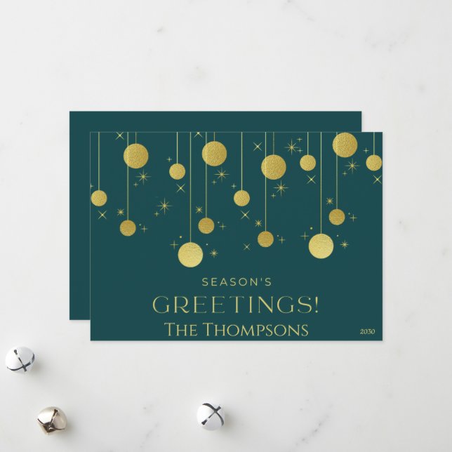 Tarjeta de vacaciones de Navidades de familia verd (Anverso/Reverso In Situ)