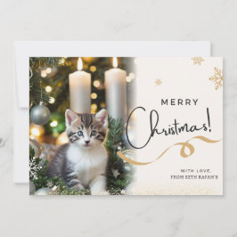 Tarjeta de vacaciones de navidades de felino lindo