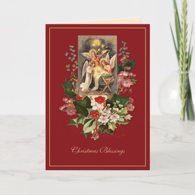 Tarjeta de vacaciones de Navidades de Natividad de (Anverso)