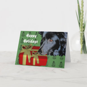 Tarjeta de vacaciones de Navidades de perro collie